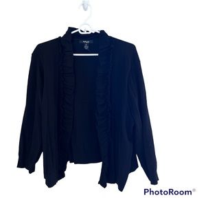 ◾️STYLE & CO.: Women’s size 2X, black open cardigan w/ruffle lining w/clasp◾️